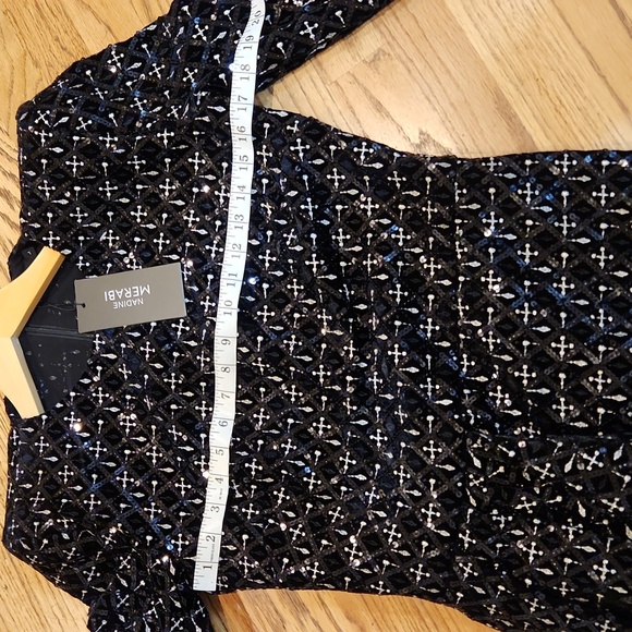 NADINE MERABI Black Sequin Long Sleeve Dress - Picture 13 of 16